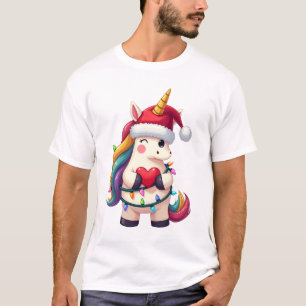 Eenhoorn Kerstman Hoed Kerst T-Shirt (3)