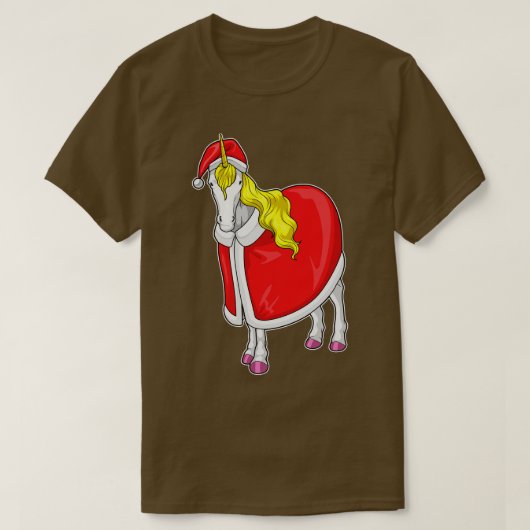 Eenhoorn Kerstmis Kerstman hoed T-shirt (Design voorkant)