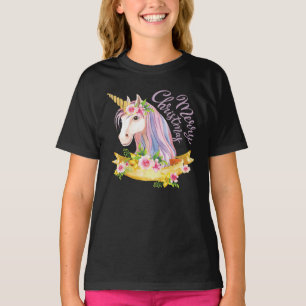 EENHOORN KERSTMIS MEISJES T-SHIRTS