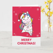 Eenhoorn Kerstmis Sneeuw Winter Dieren Eenhoorns A Kaart (Gele Bloem)