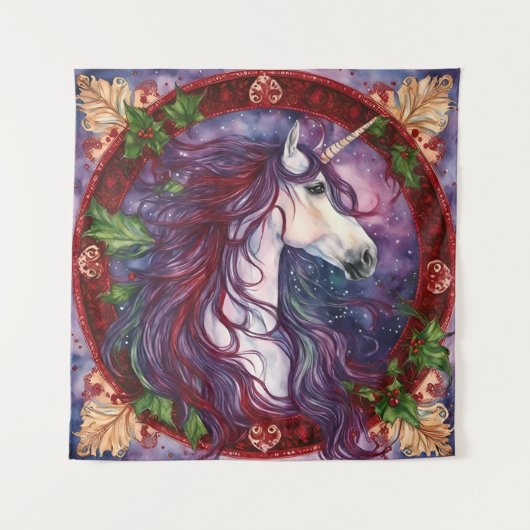 Eenhoorn Kerstmis Tapestry Wandkleed (Voorkant)