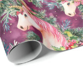 Eenhoorn Kerstvakantie Bloemen Cadeaupapier (Rol Hoek)