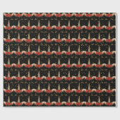 Eenhoorn Kerstvakantie Zwart Rood Goud Glitter Cadeaupapier (Vlak)