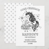 Eenhoorn Kids Verjaardagsfeest Gepersonaliseerde K Kaart (Voorkant / Achterkant)