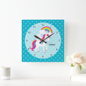 eenhoorn* Kies je eigen achtergrondkleur Vierkante Klok (Huis)