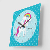 eenhoorn* Kies je eigen achtergrondkleur Vierkante Klok (Hoek)