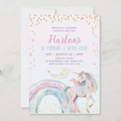 Eenhoorn Kinder Pastelregenboog Verjaardag Kaart (Voorkant)