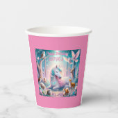 Eenhoorn, Kinder, Verjaardag aangepaste naam/ DOB/ Papieren Bekers (Voorkant)