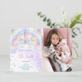 Eenhoorn Kinderen Foto Uitnodiging (Staand voorkant)
