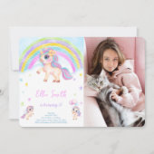 Eenhoorn Kinderen Verjaardag Foto Uitnodiging  (Voorkant)