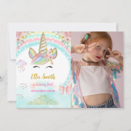 Eenhoorn kinderen Verjaardag Foto Uitnodiging