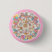 Eenhoorn Kinderfeest Ronde Button 3,2 Cm (Voorkant)