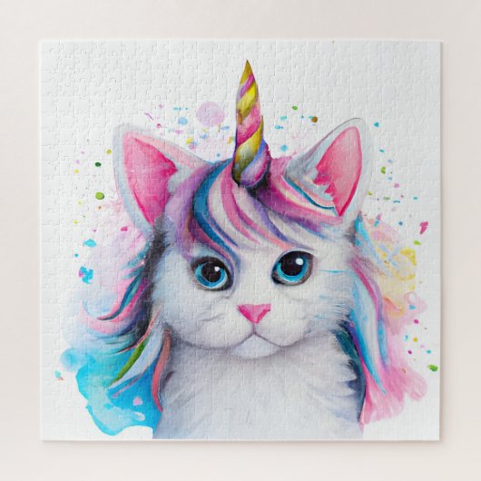 Eenhoorn Kitten Waterverf Legpuzzel (Verticaal)