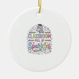 Eenhoorn Klaslokaal Vol met Glitters Originele Mer Keramisch Ornament
