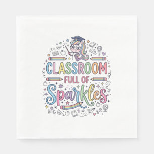 Eenhoorn Klaslokaal Vol met Glitters Originele Mer Servet