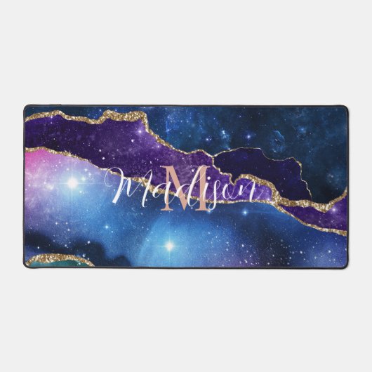 Eenhoorn Kleuren Agaat Roos Gouden Glitter Desk Ma Bureaumat (Voorkant)