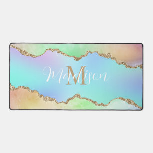 Eenhoorn Kleuren Pastel Regenboog Monogram Onderle Bureaumat