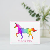 Eenhoorn Kleurrijk Dank u Briefkaart (Staand voorkant)