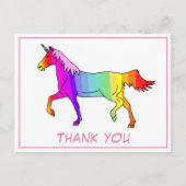 Eenhoorn Kleurrijk Dank u Briefkaart (Voorkant)