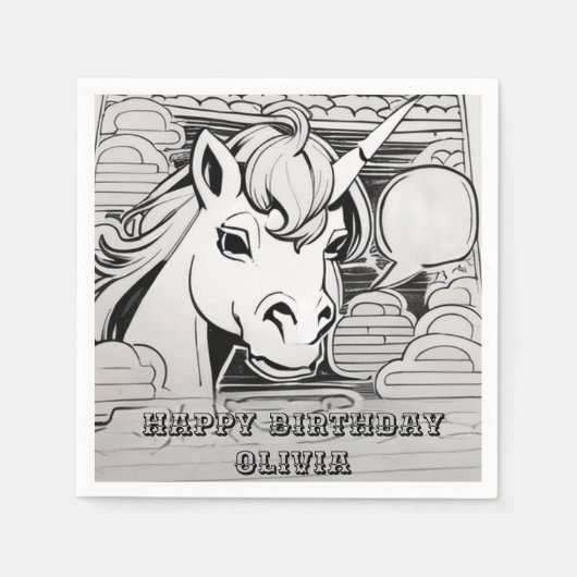 Eenhoorn kleurstof in partijdocument servet (Voorkant)