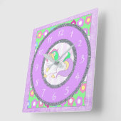 Eenhoorn klok met paarse en groene bloemen (Hoek)