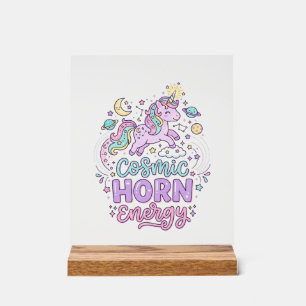 Eenhoorn Kosmische Hoorn Energie Schattig Pastel G Acryl Bord