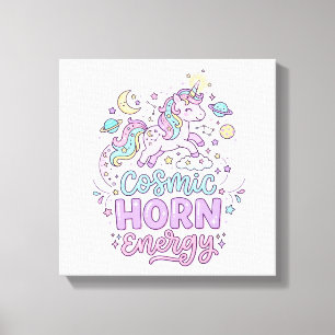 Eenhoorn Kosmische Hoorn Energie Schattig Pastel G Canvas Afdruk