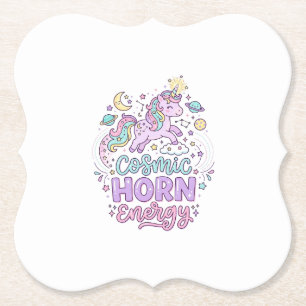 Eenhoorn Kosmische Hoorn Energie Schattig Pastel G Kartonnen Onderzetters