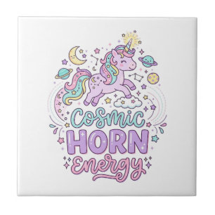Eenhoorn Kosmische Hoorn Energie Schattig Pastel G Tegeltje