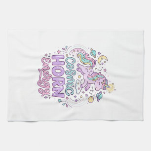 Eenhoorn Kosmische Hoorn Energie Schattig Pastel G Theedoek