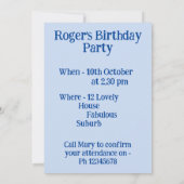 Eenhoorn Kunst Jongens Verjaardagsuitnodiging  Kaart (Achterkant)