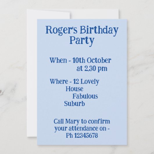 Eenhoorn Kunst Jongens Verjaardagsuitnodiging Kaart (Achterkant)