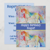 Eenhoorn Kunst Jongens Verjaardagsuitnodiging  Kaart (Voorkant / Achterkant)