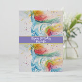 Eenhoorn Kunst Kinderen Meisjes Verjaardagsuitnodi Kaart (Staand voorkant)