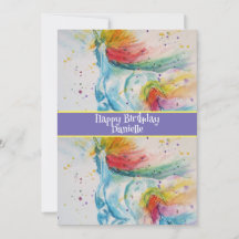 Eenhoorn Kunst Meisjes Verjaardagsuitnodiging 