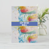 Eenhoorn Kunst Meisjes Verjaardagsuitnodiging  Kaart (Staand voorkant)