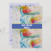 Eenhoorn Kunst Meisjes Verjaardagsuitnodiging  Kaart (Voorkant / Achterkant)