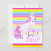 Eenhoorn kunst regenboog 4e verjaardag uitnodiging (Voorkant)