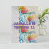 Eenhoorn Kunst Watercolour Meisjes Verjaardagsuitn Kaart (Staand voorkant)