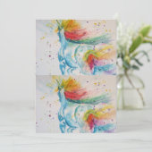 Eenhoorn Kunst Waterverf Verjaardagsuitnodiging Kaart (Staand voorkant)