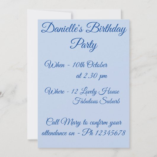 Eenhoorn Kunst Waterverf Verjaardagsuitnodiging Kaart (Achterkant)