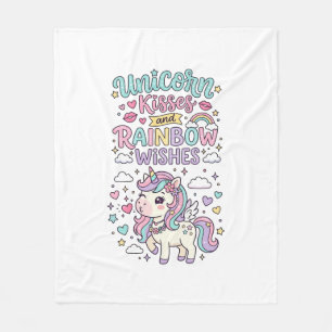 Eénhoorn Kusjes en Regenboog Wensen Cute Pastel Dr Fleece Deken