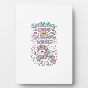 Eenhoorn Kusjes en Regenboog Wensen Cute Pastel Dr Fotoplaat