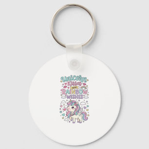 Eénhoorn Kusjes en Regenboog Wensen Cute Pastel Dr Sleutelhanger