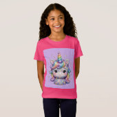 Eenhoorn - lavendel achtergrond t-shirt (Voorkant volledig)