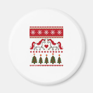 Eenhoorn lelijk kersttrui feest T-shirt (2) Magneet