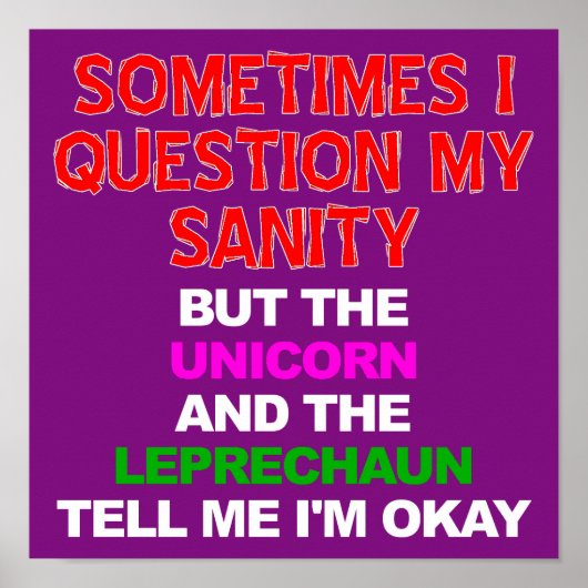 Eenhoorn Leprechaun Grappige Poster Bord (Voorkant)