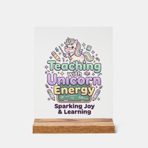 Eenhoorn lesgeven met Eenhoorn Energie Vet Typogra Acryl Bord