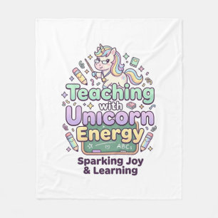 Eenhoorn lesgeven met Eenhoorn Energie Vet Typogra Fleece Deken