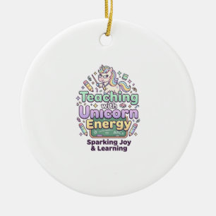 Eenhoorn lesgeven met Eenhoorn Energie Vet Typogra Keramisch Ornament